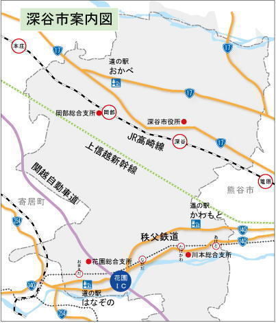 深谷市案内図