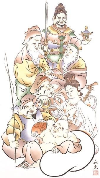 (イラスト)七福神集合