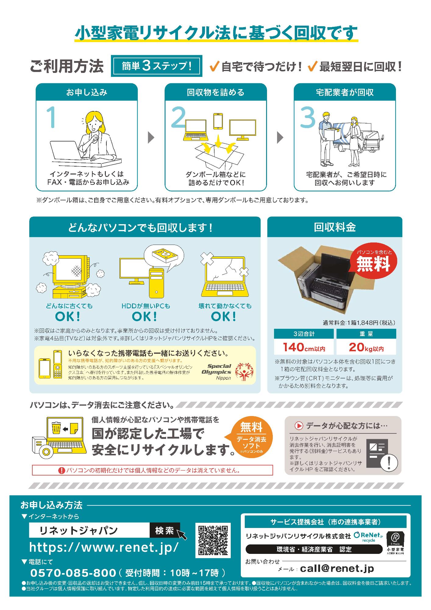 小型家電回収サービスチラシ裏