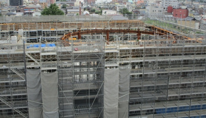 8月22日の新庁舎西側の工事の様子