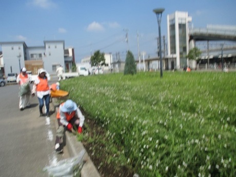 武川駅ロータリー除草