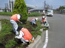 武川駅ロータリー除草