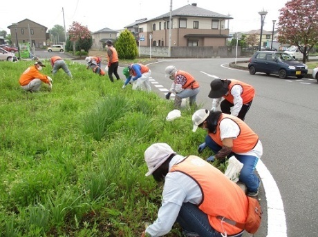 武川駅南口ロータリーの除草活動