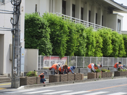 国道17号プランター整地作業を行いました。