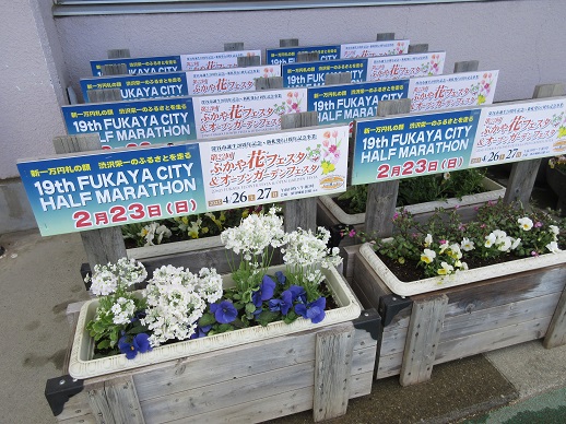 マラソン大会用プランター作業