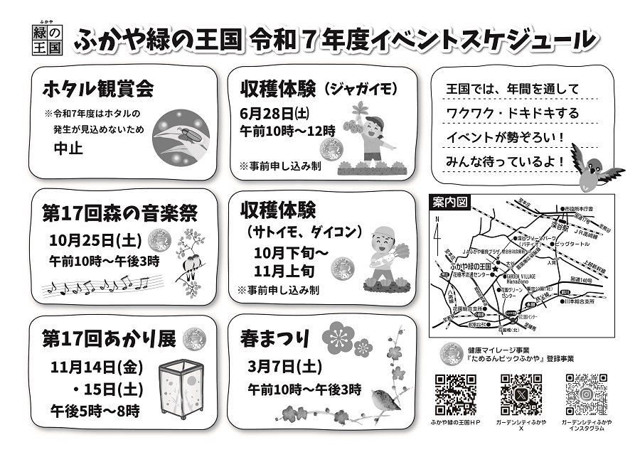 令和7年度ふかや緑の王国イベントスケジュール