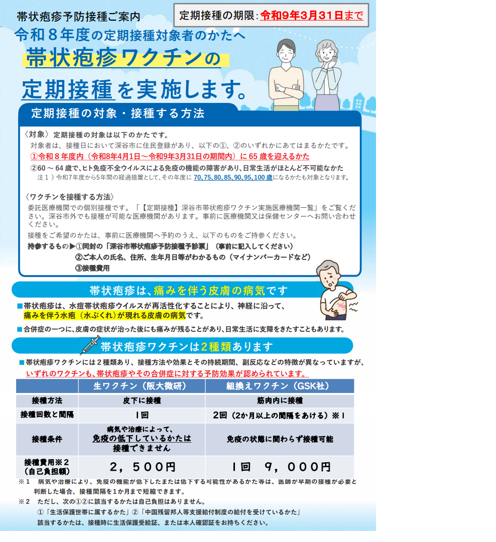 帯状疱疹予防接種ご案内