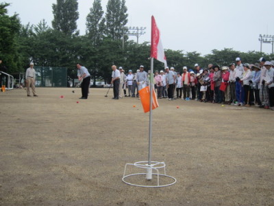 老連クラブ岡部地区G・G大会の始球式2