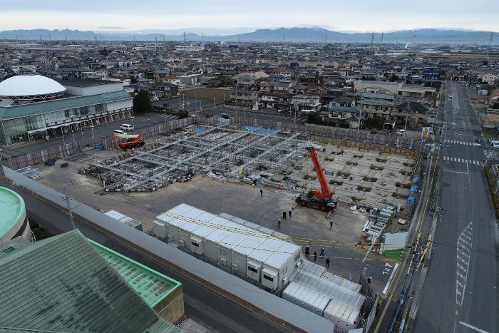 基礎配筋・捨てコンクリート施工中1