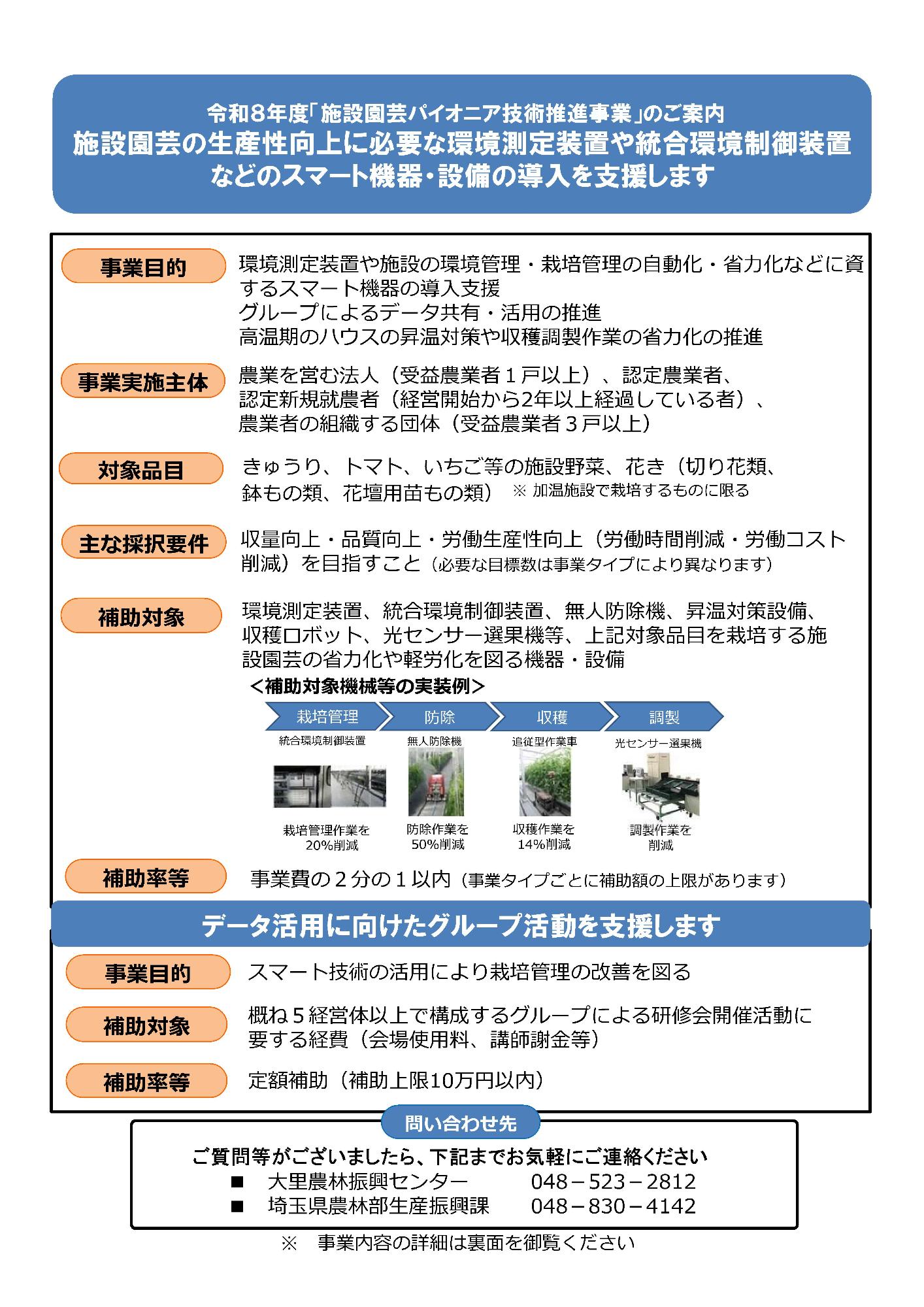 令和8年度施設園芸パイオニア技術推進事業の追加募集