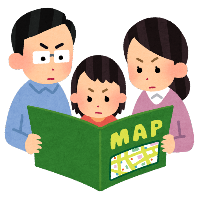 ハザードマップを確認する家族